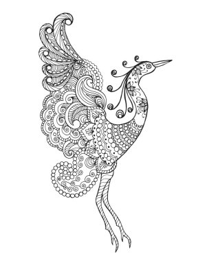 Zentangle stylized fantasy bird. clipart
