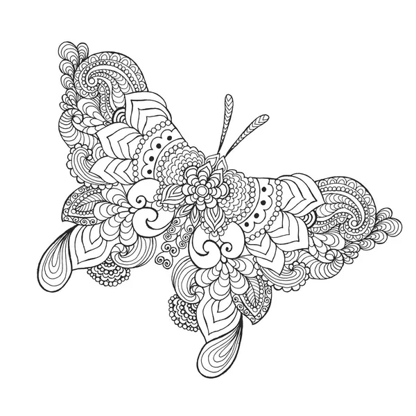 Zentangle mariposa estilizada . — Vector de stock