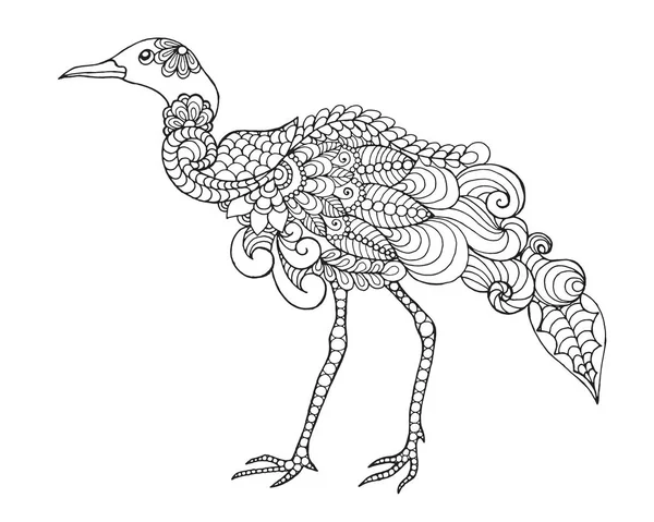 Zentangle gestileerde prachtige vogel. — Stockvector