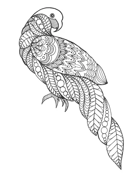 Zentangle stilizált papagáj. — Stock Vector