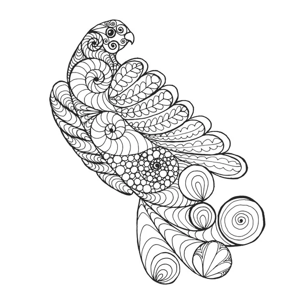 Zentangle stilizált papagáj. — Stock Vector