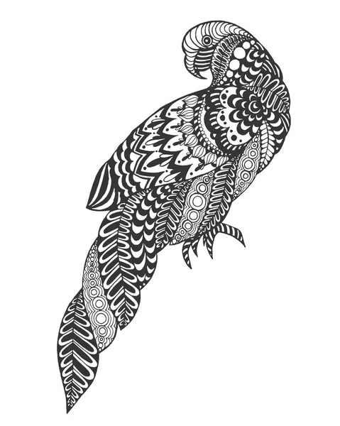 Zentangle stylisé perroquet . — Image vectorielle