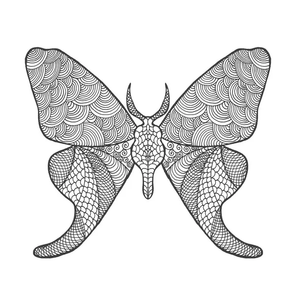 Zentangle mariposa estilizada . — Vector de stock
