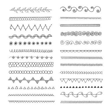 Elle çizilmiş çizgi kenarlıkları kümesi.