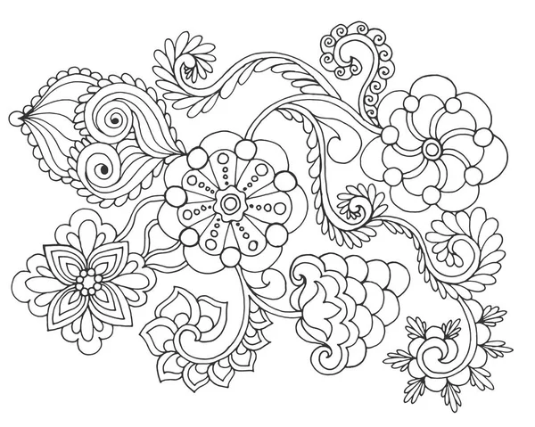 Página para colorear flores de fantasía . — Vector de stock