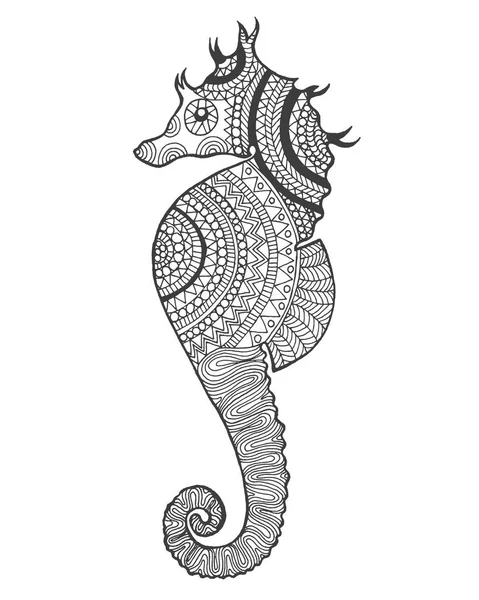 Hippocampe stylisé Zentangle . — Image vectorielle