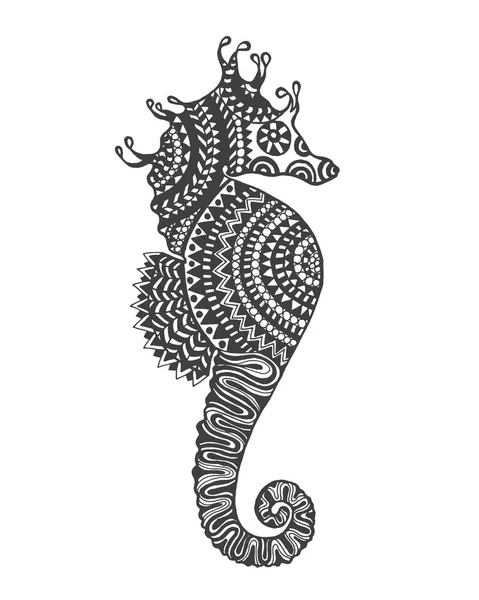 Caballo de mar estilizado Zentangle . — Vector de stock