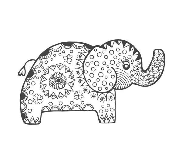 Zentangle elefante de fantasía estilizada — Vector de stock