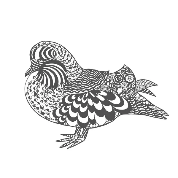 Zentangle stilize mandarin ördeği. — Stok Vektör