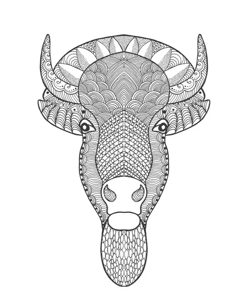 Tête de taureau stylisée Zentangle — Image vectorielle