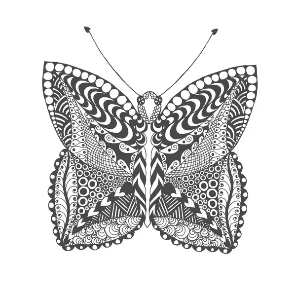 Papillon stylisé Zentangle . — Image vectorielle