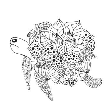 Zentangle stilize fantezi kaplumbağa.