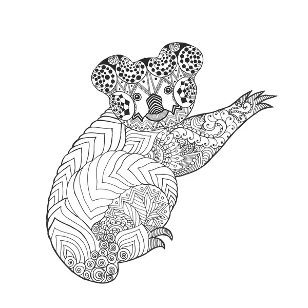 Koala stilizzato Zentangle — Vettoriale Stock