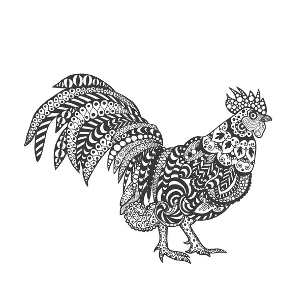 Zentangle stylized rooster — Stock Vector