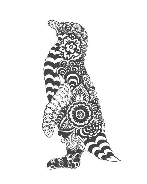 Zentangle estilizado lindo pingüino . — Vector de stock