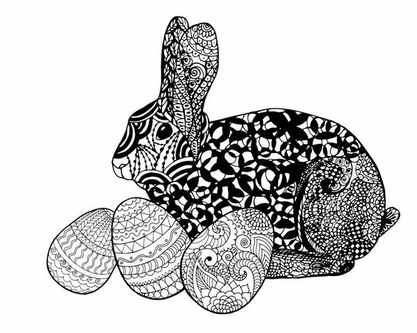 Easter bunny rabbit coloring page — Stock Vector