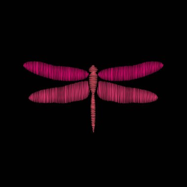 Siyah bir arka planda Dragonfly nakış.