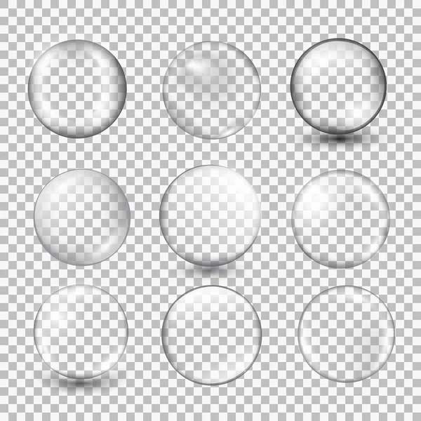 Set de esfera de cristal transparente con reflejos y reflejos . — Vector de stock