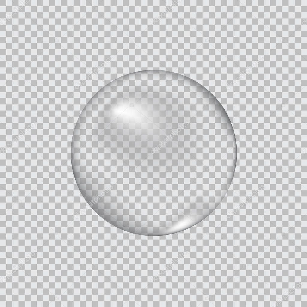 Transparent glass sphere with glares and highlights.