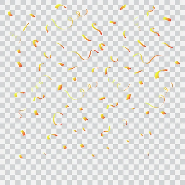 Coloré lumineux tombant confettis et ruban — Image vectorielle