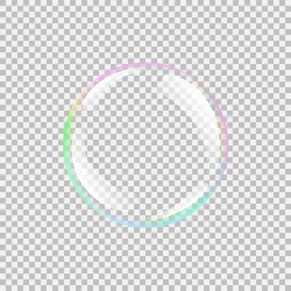 Realistische zeepbel met regenboog weerspiegeling — Stockvector