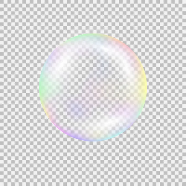 Burbuja de jabón realista con reflejo de arco iris — Vector de stock