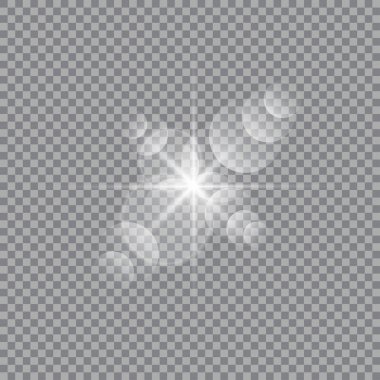 Işınlar ve spotligh ile vektör şeffaf güneş ışığı.