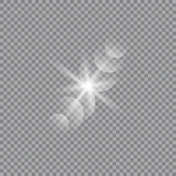Flash solaire vectoriel transparent avec rayons et taches . — Image vectorielle
