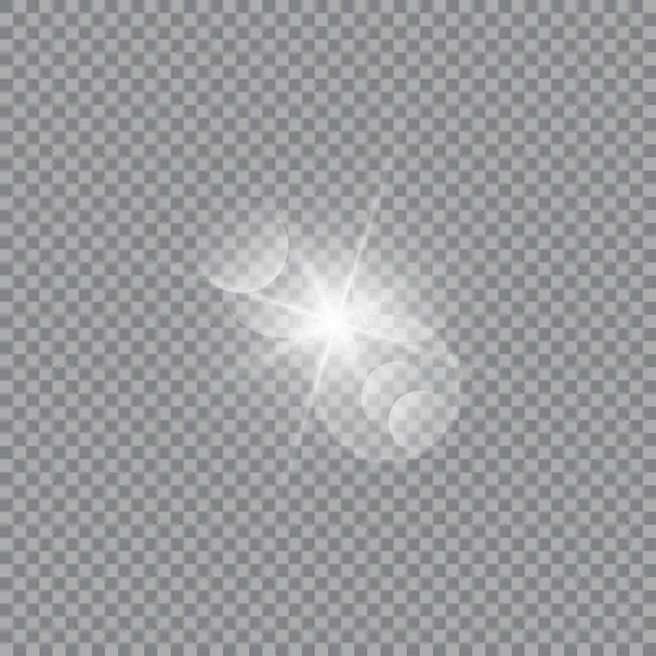 Flash solaire vectoriel transparent avec rayons et taches . — Image vectorielle