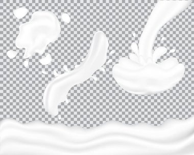 Gerçekçi süt sıçrama ve dökme seti.