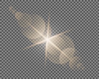 Işınlar ve spotligh ile vektör şeffaf güneş ışığı.