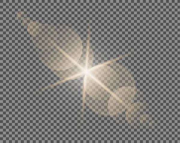 Flash solaire vectoriel transparent avec rayons et taches . — Image vectorielle