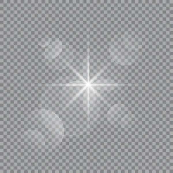 Flash solaire vectoriel transparent avec rayons et taches . — Image vectorielle