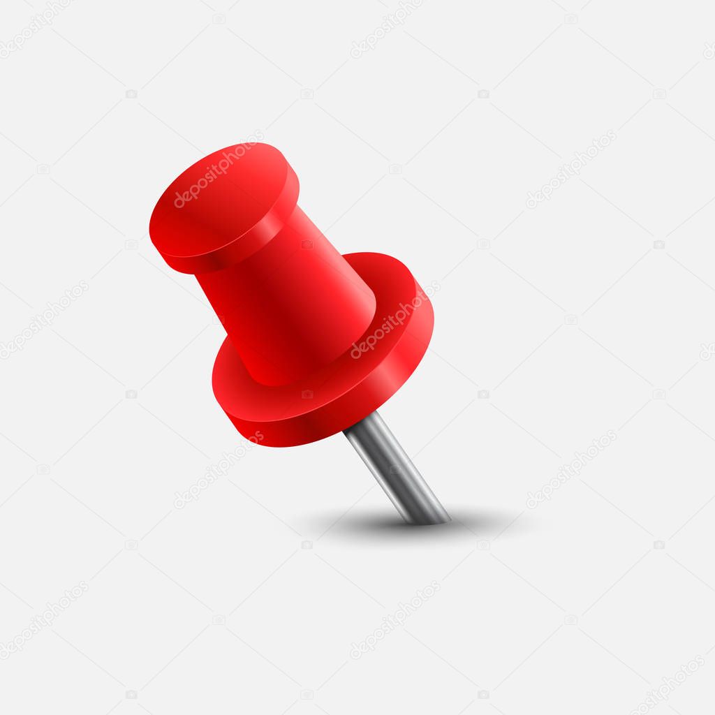 Vector illustration of red push pin.