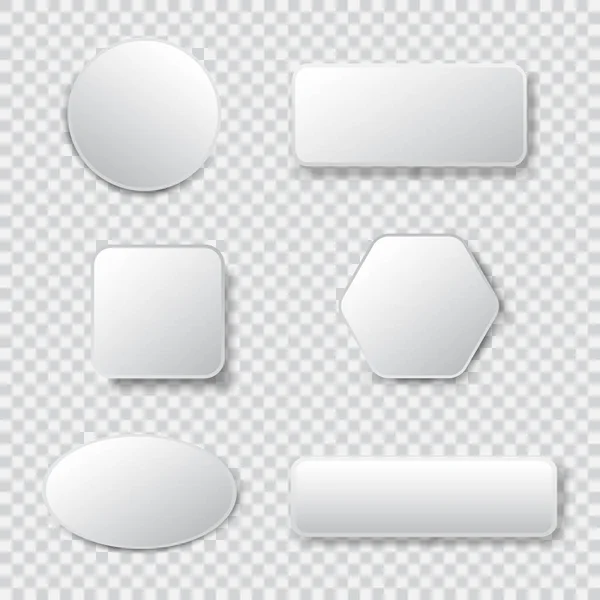 Белый 3d пустой квадрат и округлый набор кнопок. — стоковый вектор