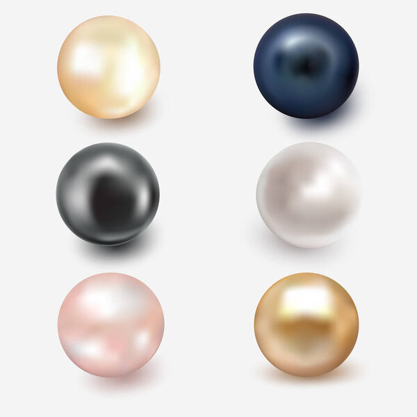 Set of beautiful shiny sea pearl