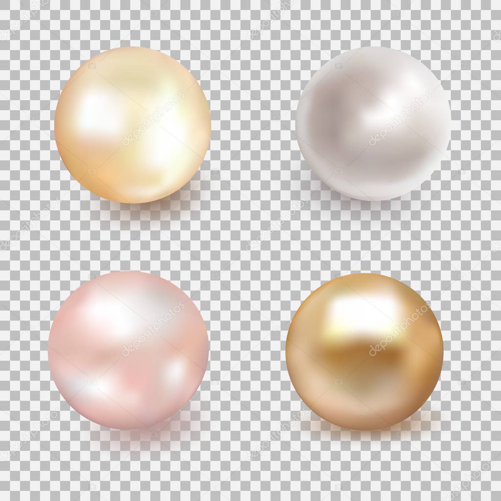Set of beautiful shiny sea pearl