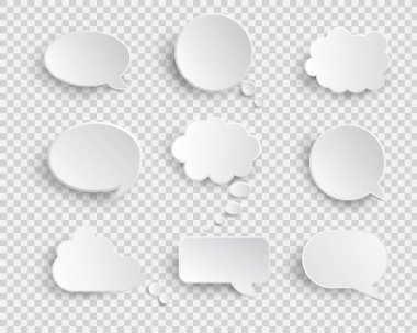 Beyaz boş konuşma kabarcıkları yalıtılmış vektör seti