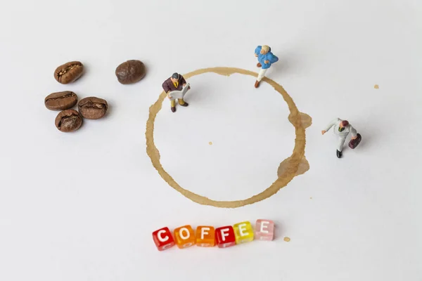 Concetto Pausa Caffè Con Perdere Persone Miniatura Caffè — Foto Stock