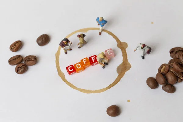 Concetto Pausa Caffè Con Perdere Persone Miniatura Caffè — Foto Stock