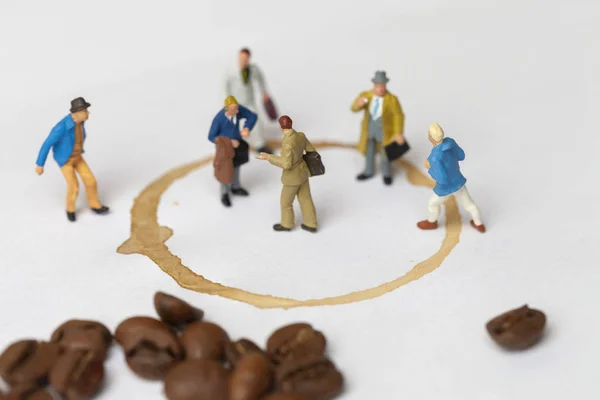 Concetto Pausa Caffè Con Perdere Persone Miniatura Caffè — Foto Stock