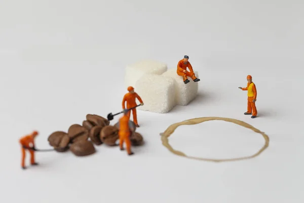 Conceito Coffee Break Com Perder Pessoas Miniatura Café — Fotografia de Stock
