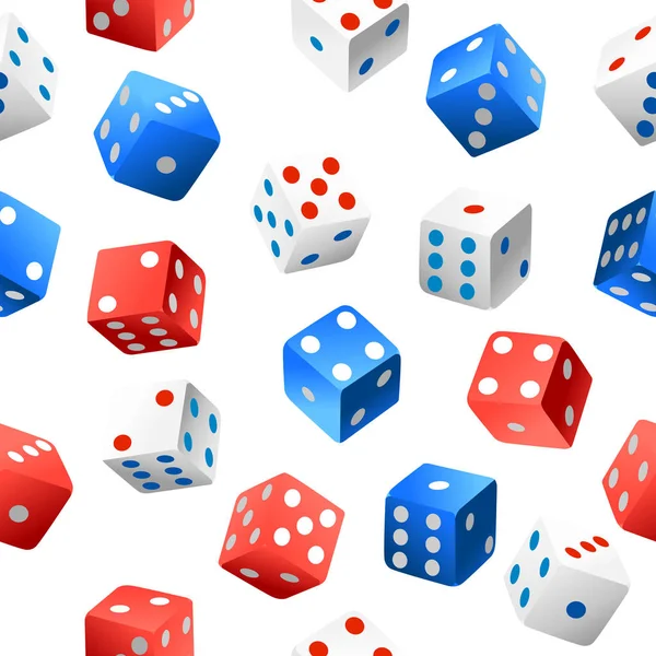 Jednolity Wzór Wektor Casino Dice Zbiór Ikon Autentyczne Czerwony Niebieski — Wektor stockowy