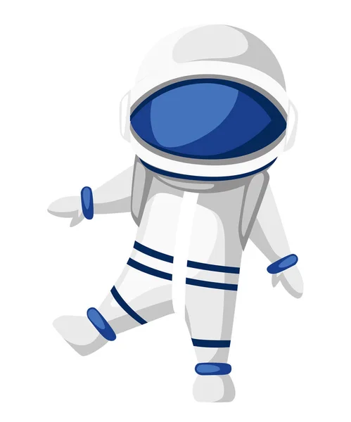 宇宙飛行士のイラスト 漫画のキャラクター デザイン かわいい宇宙飛行士空間における歩行します 白い背景で隔離のベクトル図 — ストックベクタ