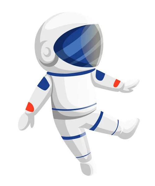 宇宙飛行士のイラスト 漫画のキャラクター デザイン かわいい宇宙飛行士スペースでジャンプします 白い背景で隔離のベクトル図 — ストックベクタ