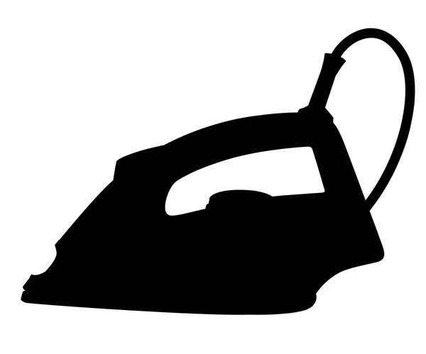 Silhouette Nera Ferro Elettrico Vapore Illustrazione Vettoriale Isolata Sfondo Bianco — Vettoriale Stock