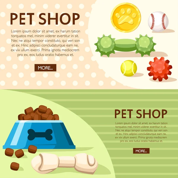 Concepto Tienda Mascotas Cuenco Pelotas Huesos Juguete Ilustración Vectorial Sobre — Archivo Imágenes Vectoriales