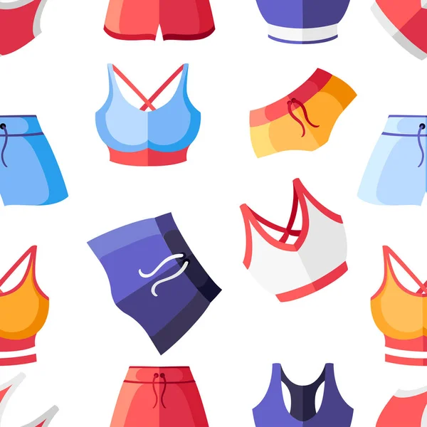 Seamless Pattern Collection Colorful Women Sport Bra Shorts Women Sport — Stock Vector