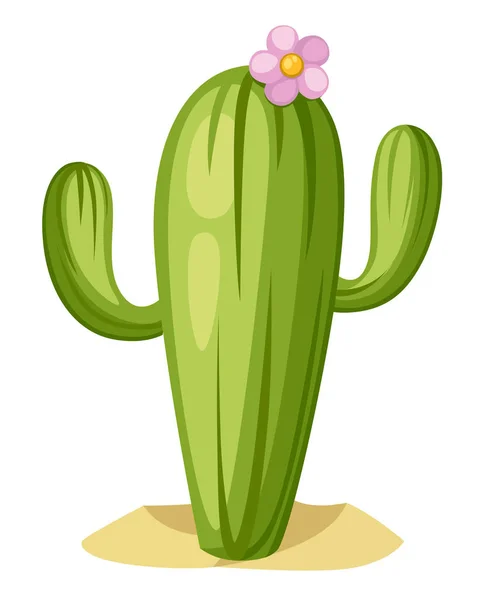 Zielony Kaktus Różowy Kwiat Kaktus Duże Drzewo Pustyni Wektor Ilustracja — Wektor stockowy