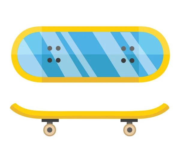 Skateboard Turquoise Icône Vectorielle Plate Skateboard Deux Côtés Illustration Illustration — Image vectorielle